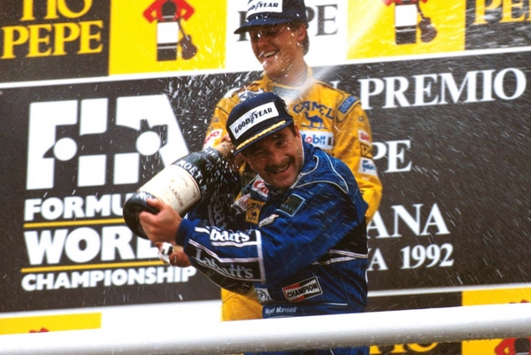 Podium Schumacher Mansell Espagne 1992